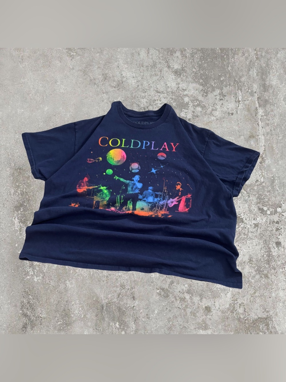 Coldplay Music of the SpheresWorld Tour 2022 Navy Blue Graphic Tee